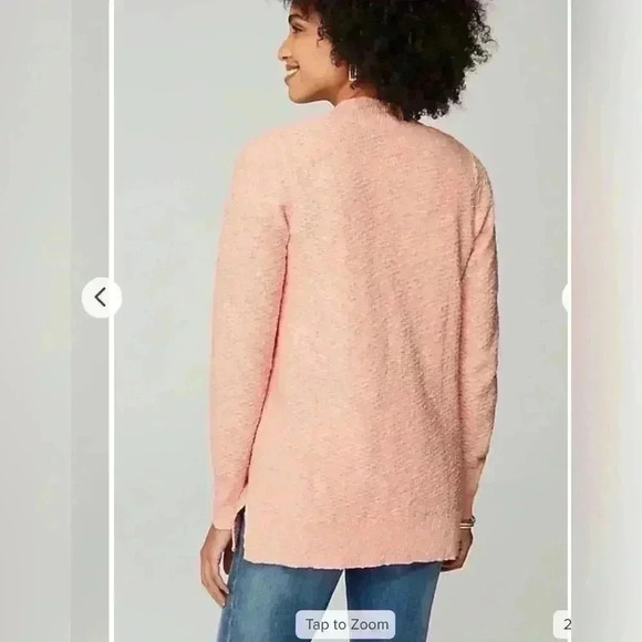 J Jill Slub-Textured Button-Front Cardi pink macaron NWT Size Large petite - Picture 3 of 9